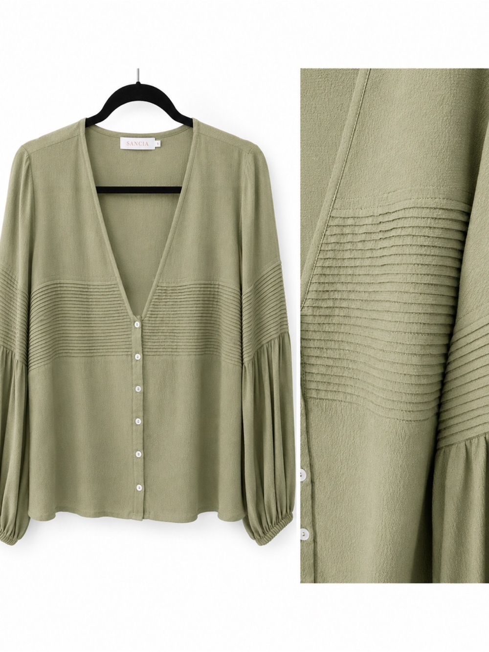 SANCIA Sage Green Inka Blouse